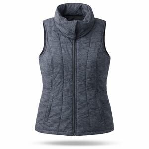 The North Face Pseudio Vest Women's L Asphalt Grey Heather Insulated Full Zip